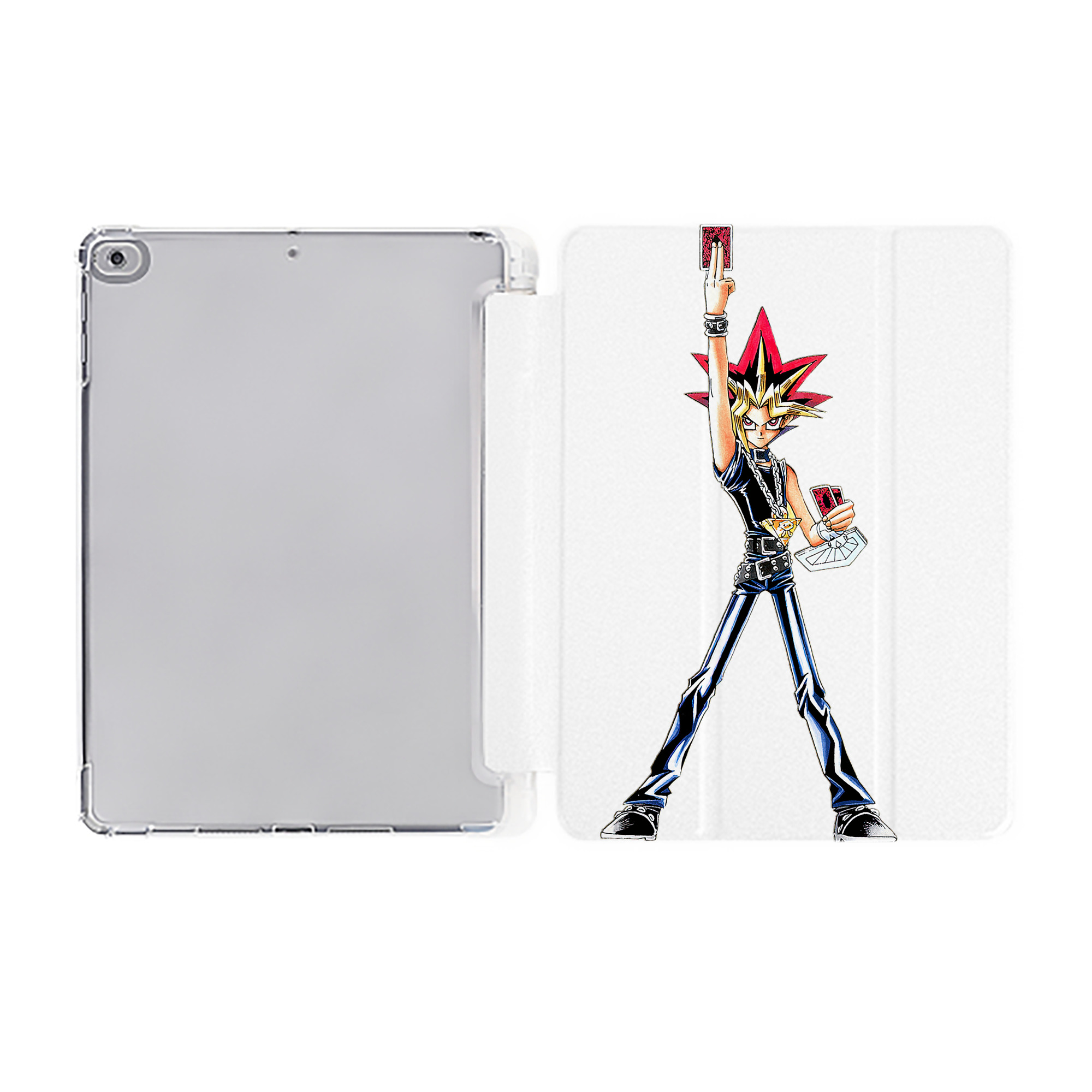 （画像用） 遊☆戯☆王 Yu-Gi-Oh! IPad ケース ペン収納付き 三つ折りスタンド PUレザー×シリコン 対応機種9.5/10.5/10.9インチ